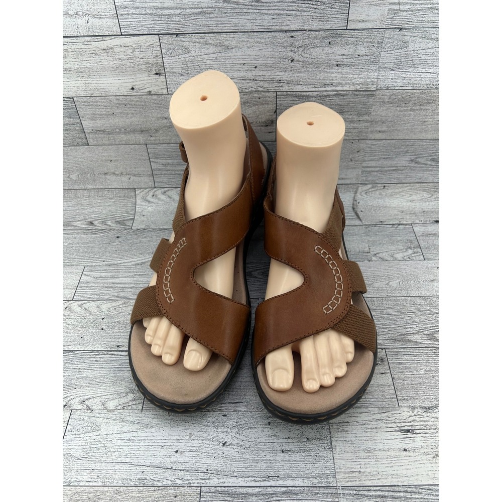 Clarks Collection Leisa Vine Brown Leather Slingback Sandals Women Size 10W